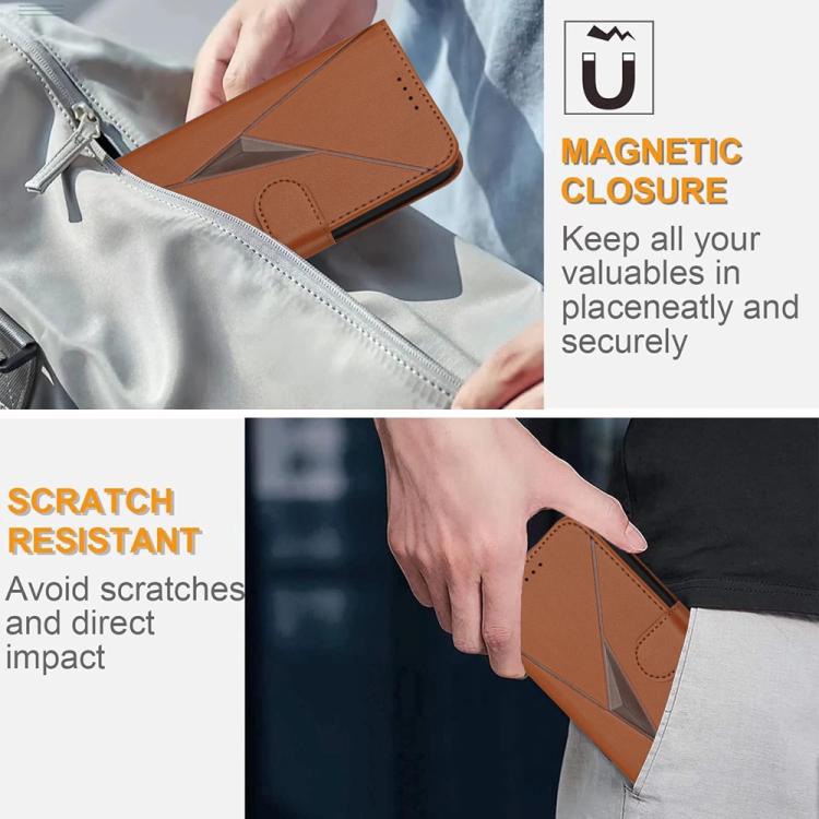 For iPhone 17 Triangle Pattern Buckle Clasp Leather Phone Case(Brown) - free shipping - PMc TechLife - Order now!