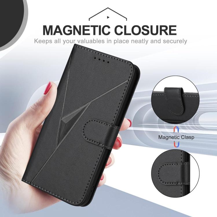 For iPhone 17 Triangle Pattern Buckle Clasp Leather Phone Case(Black) - free shipping - PMc TechLife - Order now!