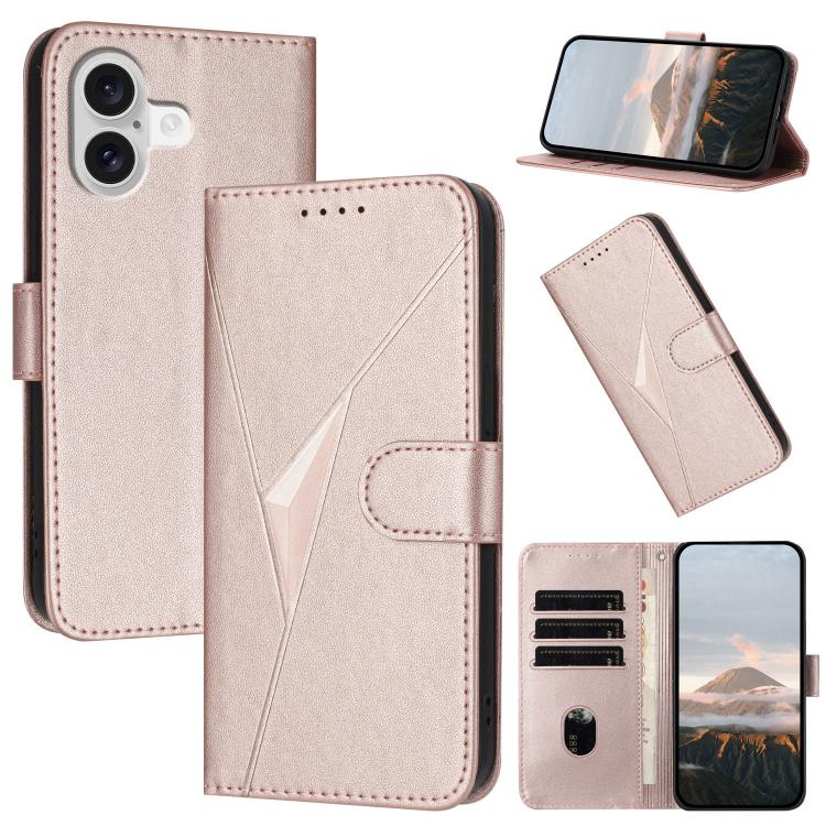 For iPhone 17 Triangle Pattern Buckle Clasp Leather Phone Case(Rose Gold) - free shipping - PMc TechLife - Order now!