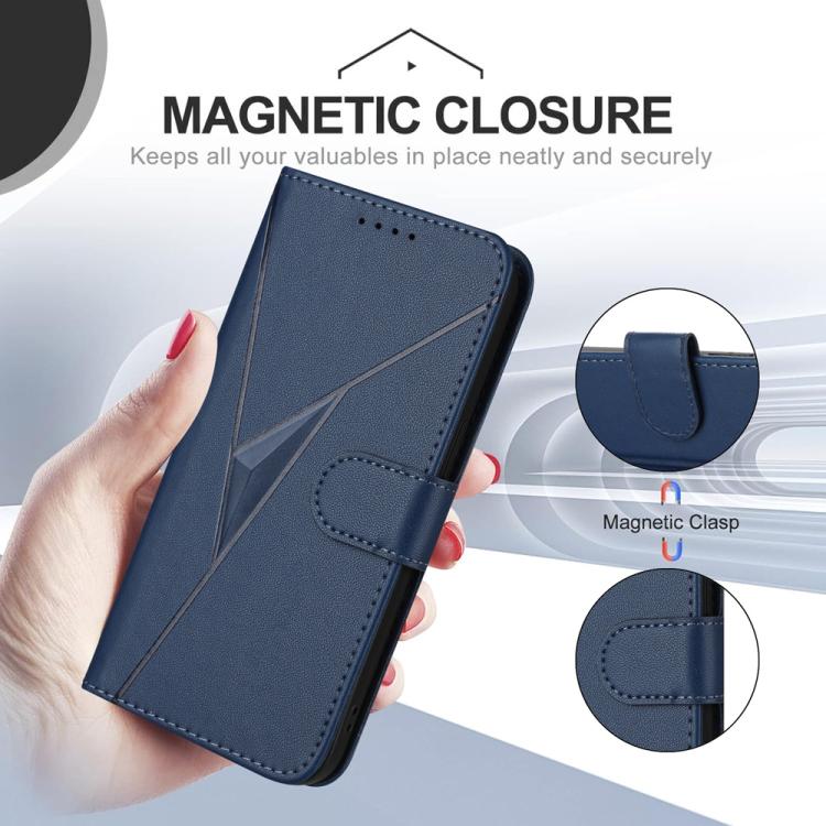 For iPhone 17 Air Triangle Pattern Buckle Clasp Leather Phone Case(Royal Blue) - free shipping - PMc TechLife - Order now!