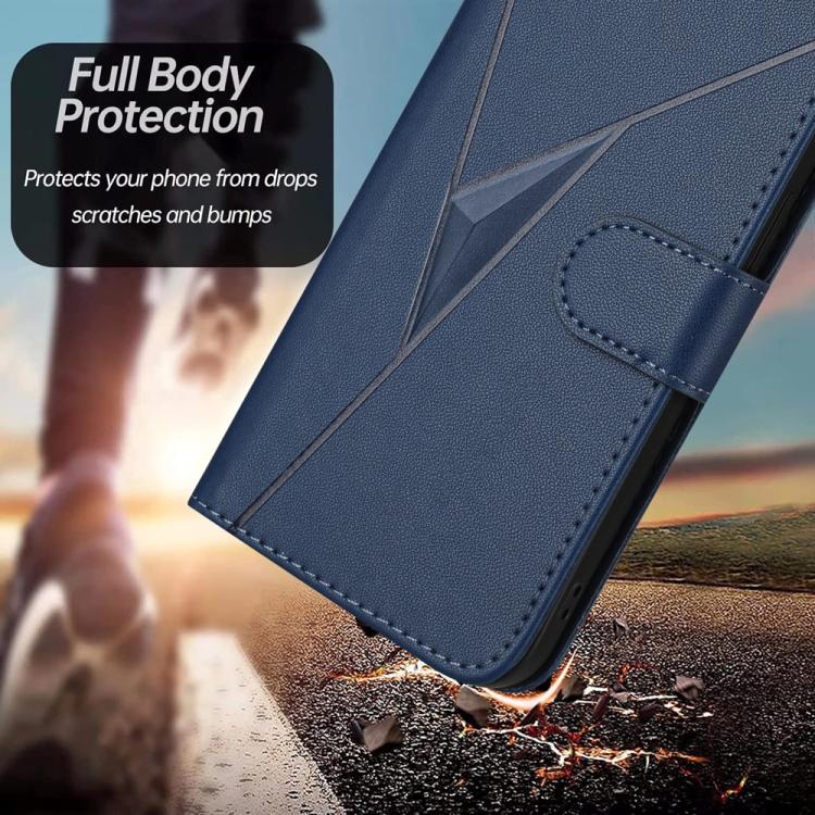 For iPhone 17 Air Triangle Pattern Buckle Clasp Leather Phone Case(Royal Blue) - free shipping - PMc TechLife - Order now!