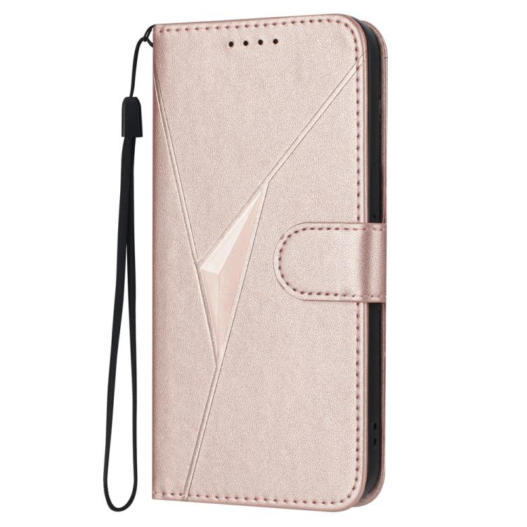 For iPhone 17 Pro Max Triangle Pattern Buckle Clasp Leather Phone Case(Rose Gold) - free shipping - PMc TechLife - Order now!