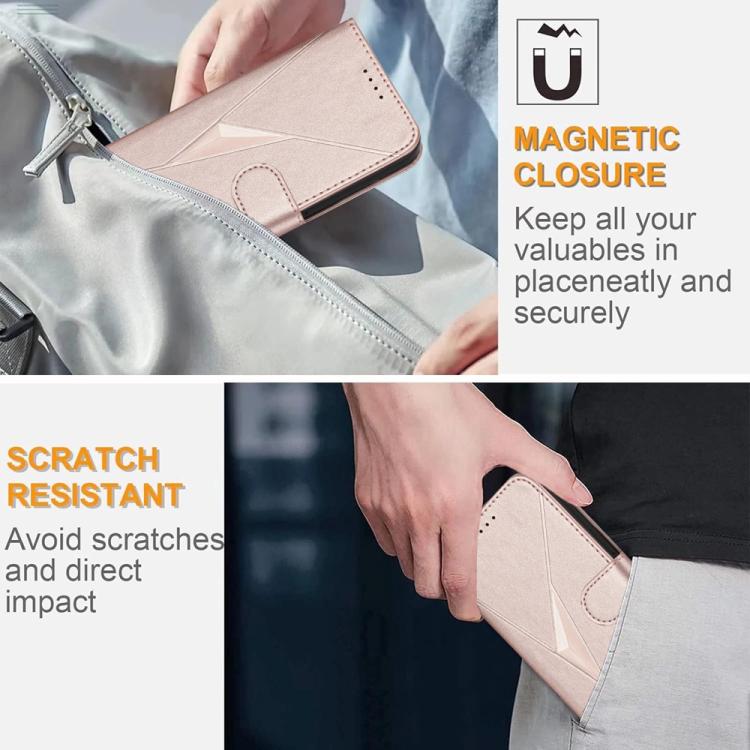 For iPhone 17 Pro Triangle Pattern Buckle Clasp Leather Phone Case(Rose Gold) - free shipping - PMc TechLife - Order now!