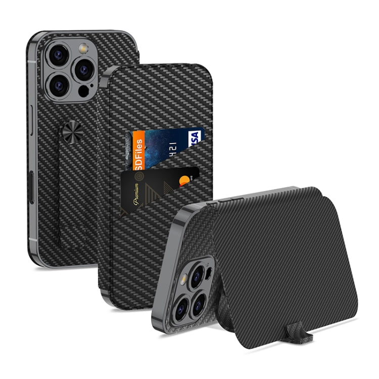 For iPhone 16 Pro Max GKK Plating Phantom Flip Leather MagSafe Phone Case(Carbon Fiber) - iPhone 16 Pro Max Cases by GKK | Online Shopping South Africa | PMC Jewellery | Buy Now Pay Later Mobicred