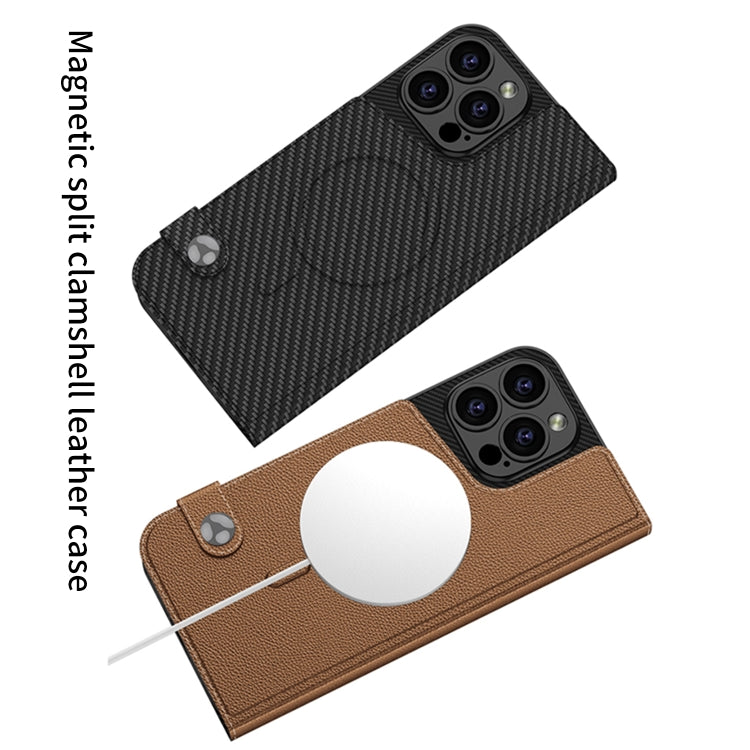 For iPhone 16 Pro Max GKK Detachable Flip Leather MagSafe Phone Case(Carbon Fiber) - free shipping - PMC Jewellery - Order now!