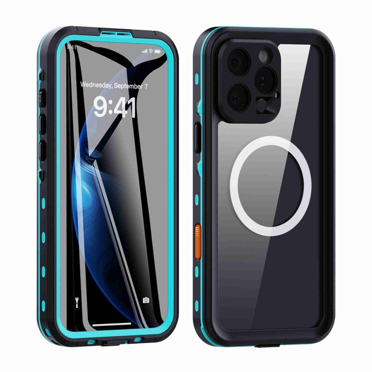 For iPhone 16 Pro RedPepper Transparent Dot IP68 Waterproof Triple-proof MagSafe Phone Case(Black Blue) - free shipping - PMC Jewellery - Order now!