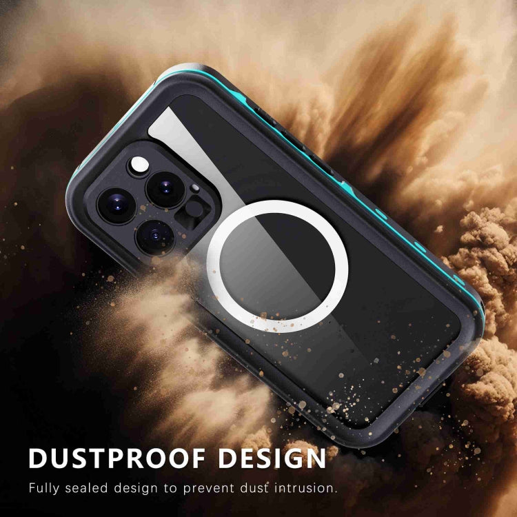 For iPhone 16 Pro RedPepper Transparent Dot IP68 Waterproof Triple-proof MagSafe Phone Case(Black Blue) - free shipping - PMC Jewellery - Order now!