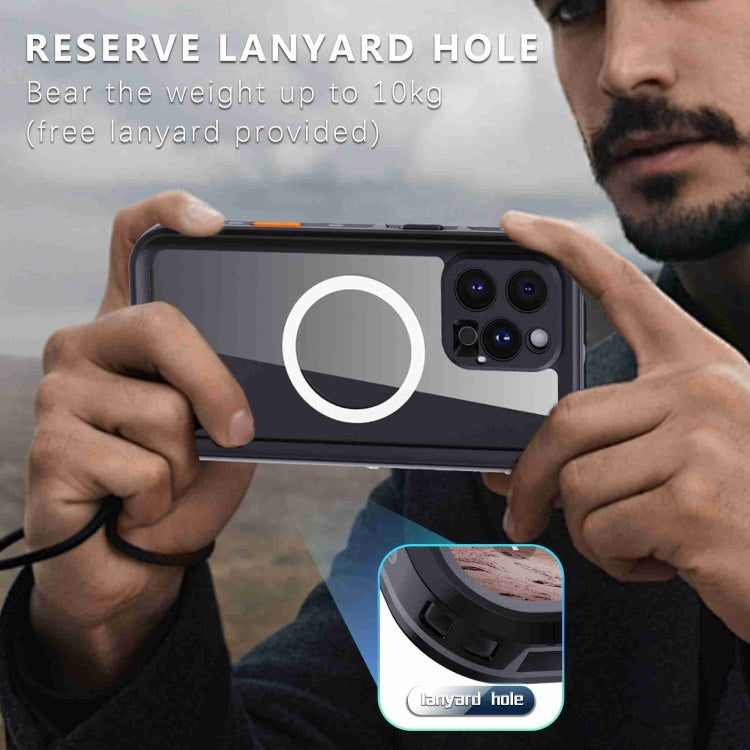 For iPhone 16 Pro RedPepper Transparent Dot IP68 Waterproof Triple-proof MagSafe Phone Case(Black Dark Grey) - free shipping - PMC Jewellery - Order now!
