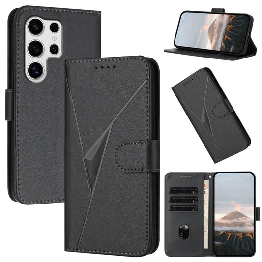 For Samsung Galaxy S25 Ultra 5G Triangle Pattern Buckle Clasp Leather Phone Case(Black) - Galaxy S25 Ultra 5G Cases by PMC Jewellery | Online Shopping South Africa | PMC Jewellery | Buy Now Pay Later Mobicred