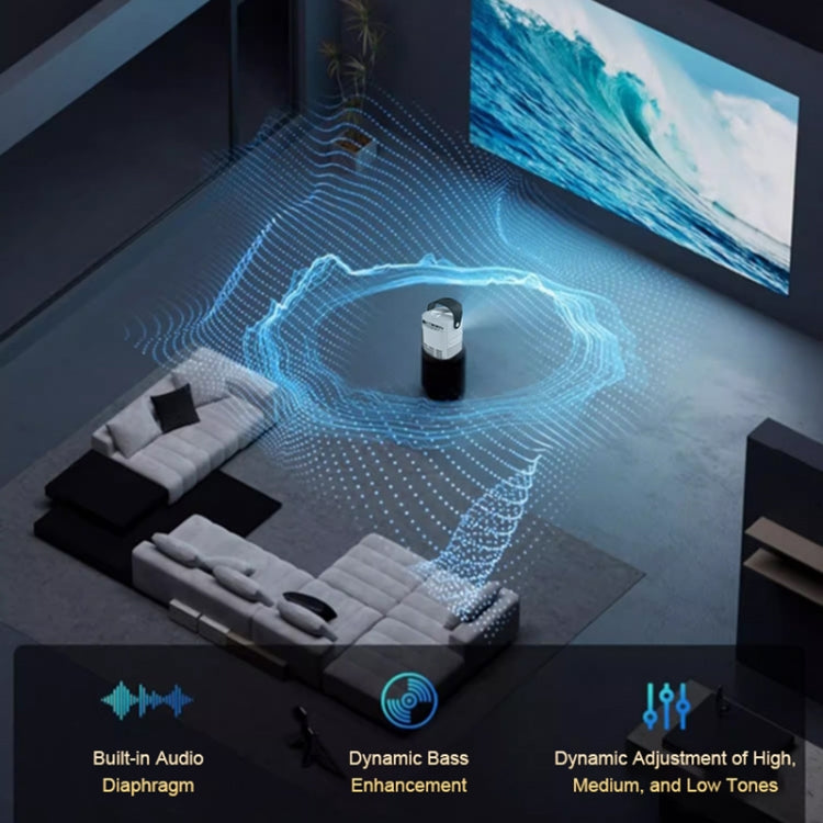 T-2 1920 x 1080P 240ANSI HiSilicon 352 Android 9.0 Portable Projector, EU Plug(White) - LED Projector by PMC TechLife | Online Shopping South Africa | PMC TechLife | Buy Now Pay Later Mobicred