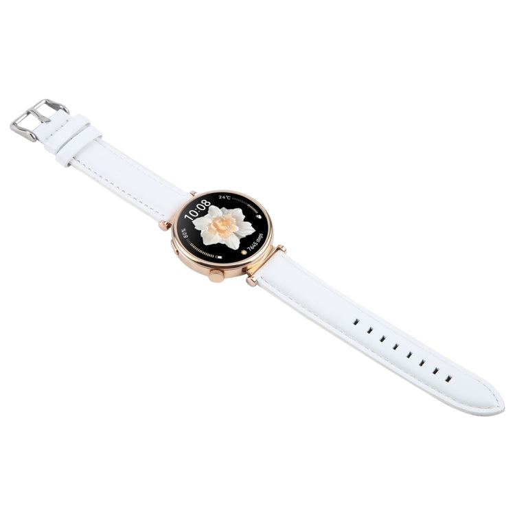 14mm Silver Steel Buckle Genuine Leather Watch Band Wristband(White) - free shipping - PMc TechLife - Order now!