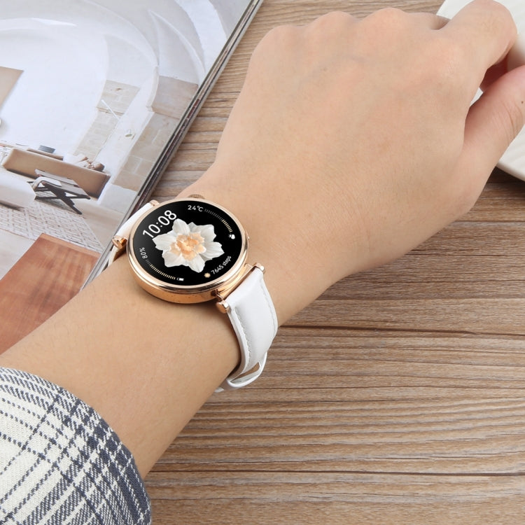 14mm Silver Steel Buckle Genuine Leather Watch Band Wristband(White) - free shipping - PMc TechLife - Order now!