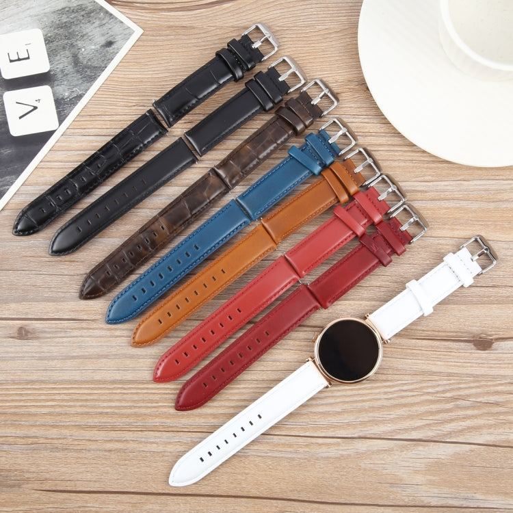 14mm Silver Steel Buckle Genuine Leather Watch Band Wristband(White) - free shipping - PMc TechLife - Order now!