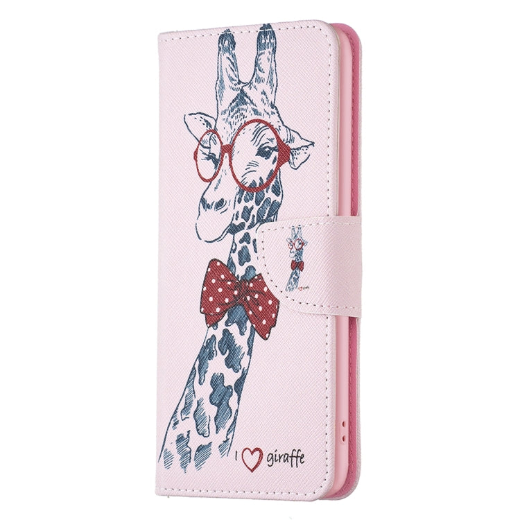 For Samsung Galaxy S25 5G Colored Drawing Pattern Leather Phone Case(Giraffe) - Galaxy S25 5G Cases by PMC Jewellery | Online Shopping South Africa | PMC Jewellery | Buy Now Pay Later Mobicred