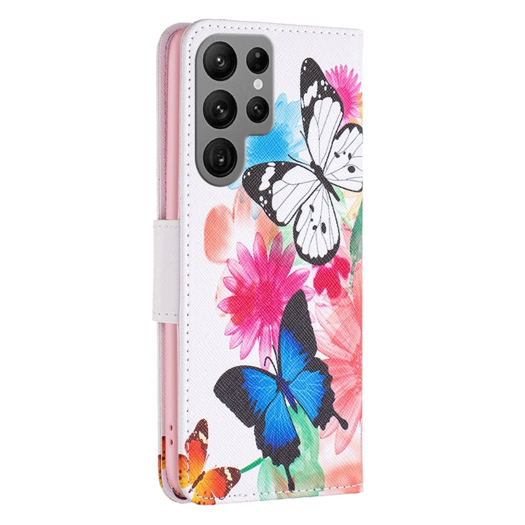 For Samsung Galaxy S25 Ultra 5G Colored Drawing Pattern Leather Phone Case(Butterflies) - Galaxy S25 Ultra 5G Cases by PMC Jewellery | Online Shopping South Africa | PMC Jewellery | Buy Now Pay Later Mobicred