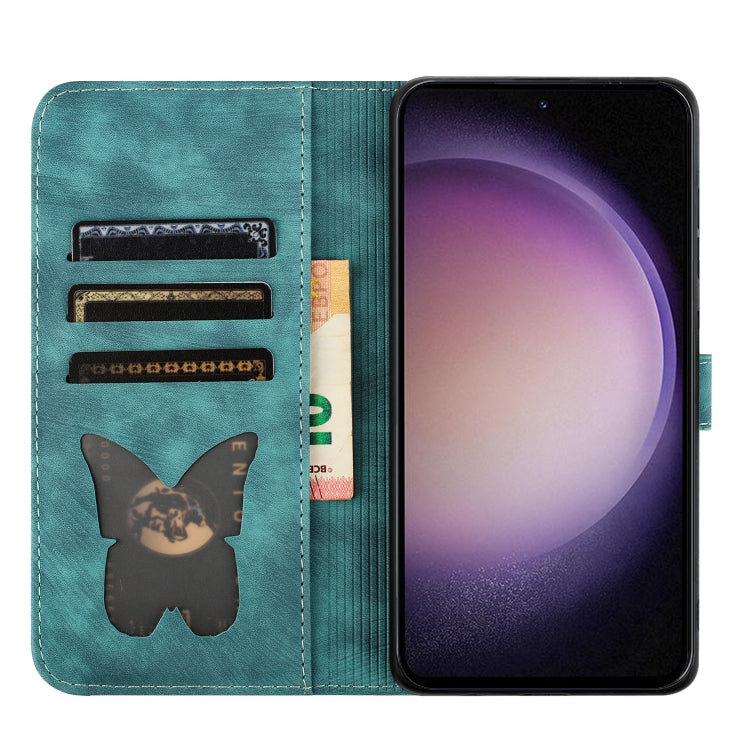 For Samsung Galaxy S25 5G Butterfly Cat Embossing Flip Leather Phone Case(Wathet) - free shipping - PMC Jewellery - Order now!