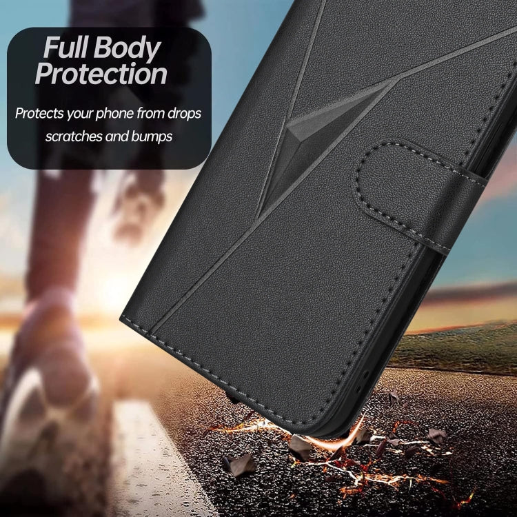 For Motorola Edge 5G 2024 Triangle Pattern Buckle Clasp Leather Phone Case(Black) - Motorola Cases by PMC Jewellery | Online Shopping South Africa | PMC Jewellery | Buy Now Pay Later Mobicred