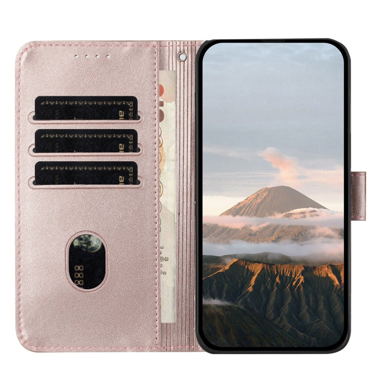 For Motorola Moto G Play 4G 2024 Triangle Pattern Buckle Clasp Leather Phone Case(Rose Gold) - free shipping - PMC Jewellery - Order now!