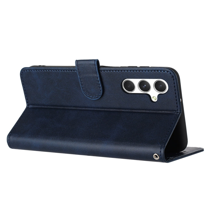 For Samsung Galaxy S25+ / S24+ 5G Solid Calf Texture Flip Leather Phone Case(Dark Blue) - Galaxy S25+ 5G Cases by PMC TechLife | Online Shopping South Africa | PMC TechLife | Buy Now Pay Later Mobicred