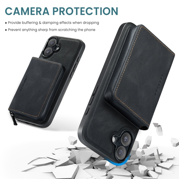 For iPhone 16 JEEHOOD J02 Magnetic Zipper Horizontal Flip Leather Phone Case(Black) - free shipping - PMC Jewellery - Order now!