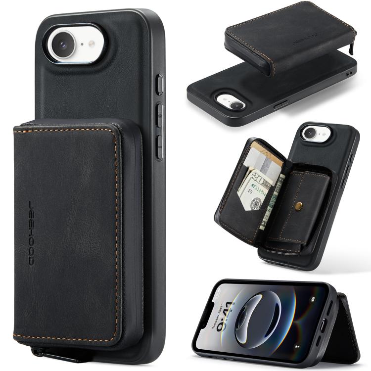 For iPhone 16e JEEHOOD J02 Magnetic Zipper Horizontal Flip Leather Phone Case(Black) - free shipping - PMc TechLife - Order now!