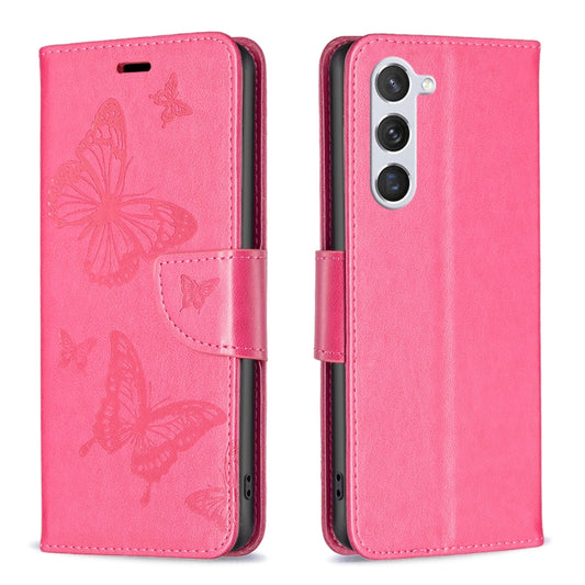 For Samsung Galaxy S25 5G Embossing Two Butterflies Pattern Leather Phone Case(Rose Red) - Galaxy S25 5G Cases by PMC Jewellery | Online Shopping South Africa | PMC Jewellery | Buy Now Pay Later Mobicred