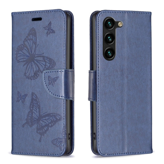 For Samsung Galaxy S25+ 5G Embossing Two Butterflies Pattern Leather Phone Case(Blue) - Galaxy S25+ 5G Cases by PMC Jewellery | Online Shopping South Africa | PMC Jewellery | Buy Now Pay Later Mobicred