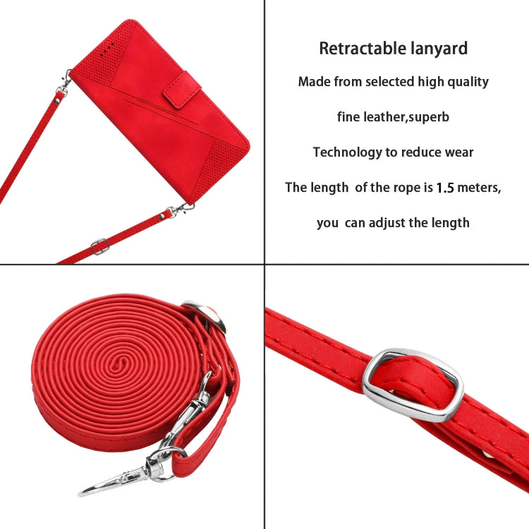 For Samsung Galaxy S25 / S24 5G Dream Triangle Leather Phone Case with Lanyard(Red) - free shipping - PMC Jewellery - Order now!