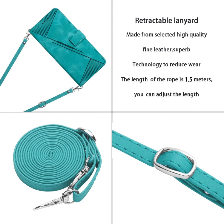For Samsung Galaxy S25+ / S24+ 5G 5G Dream Triangle Leather Phone Case with Long Lanyard(Green) - Galaxy S25+ 5G Cases by PMC Jewellery | Online Shopping South Africa | PMC Jewellery | Buy Now Pay Later Mobicred