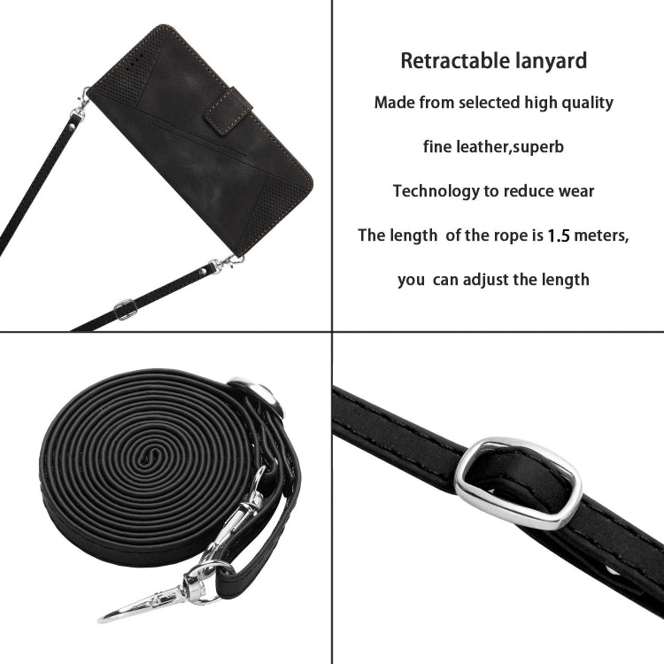 For Samsung Galaxy S25+ / S24+ 5G 5G Dream Triangle Leather Phone Case with Long Lanyard(Black) - free shipping - PMC Jewellery - Order now!