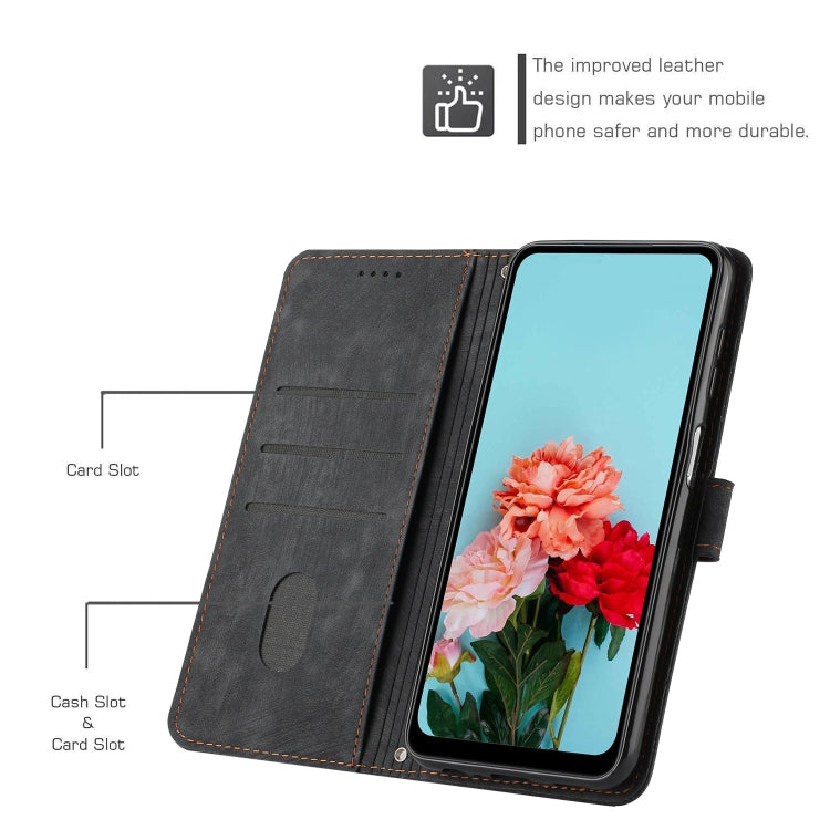 For Samsung Galaxy S25+ / S24+ 5G Skin Feel Stripe Pattern Leather Phone Case with Long Lanyard(Black) - Galaxy S25+ 5G Cases by PMC Jewellery | Online Shopping South Africa | PMC Jewellery | Buy Now Pay Later Mobicred
