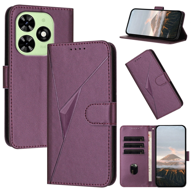 For Tecno Spark Go 2024 Triangle Pattern Buckle Clasp Leather Phone Case(Dark Purple) - Tecno Cases by PMC Jewellery | Online Shopping South Africa | PMC Jewellery | Buy Now Pay Later Mobicred