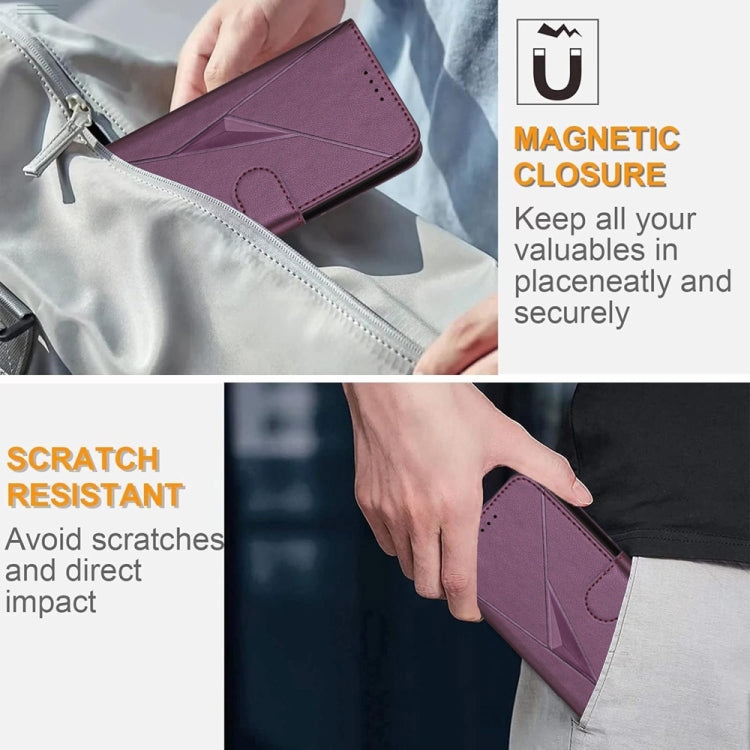For Tecno Spark Go 2024 Triangle Pattern Buckle Clasp Leather Phone Case(Dark Purple) - Tecno Cases by PMC Jewellery | Online Shopping South Africa | PMC Jewellery | Buy Now Pay Later Mobicred