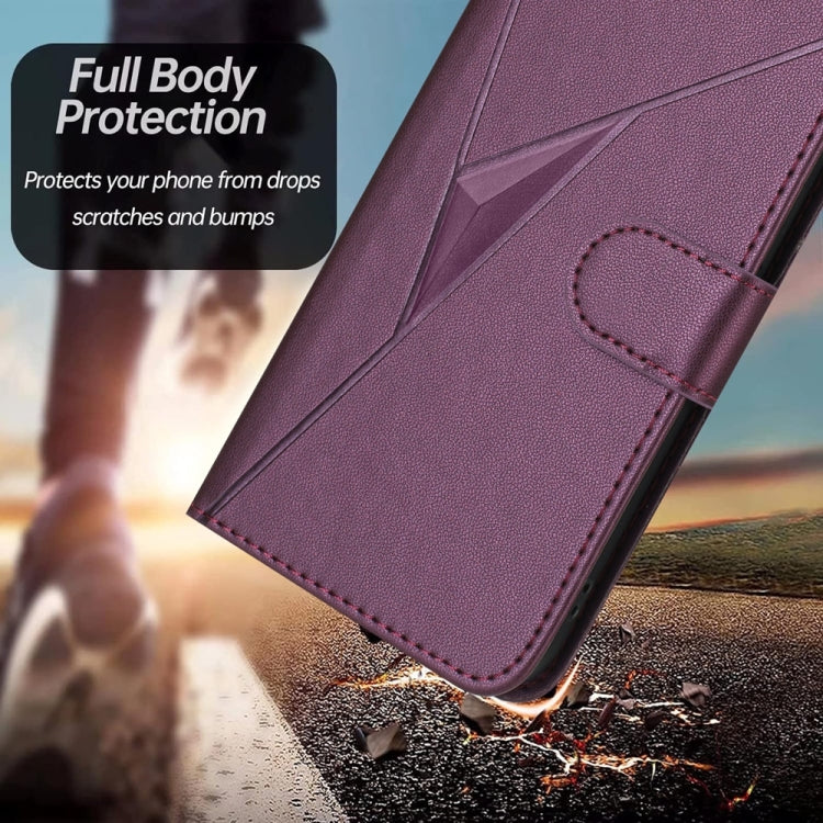 For Tecno Spark Go 2024 Triangle Pattern Buckle Clasp Leather Phone Case(Dark Purple) - Tecno Cases by PMC Jewellery | Online Shopping South Africa | PMC Jewellery | Buy Now Pay Later Mobicred