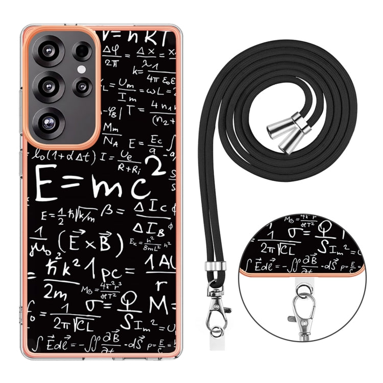 For Samsung Galaxy S25 Ultra 5G Electroplating Dual-side IMD Phone Case with Lanyard(Equation) - Galaxy S25 Ultra 5G Cases by PMC TechLife | Online Shopping South Africa | PMC TechLife | Buy Now Pay Later Mobicred
