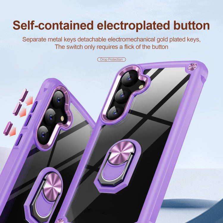 For Samsung Galaxy S25 5G TPU + PC Lens Protection Phone Case with Ring Holder(Purple) - Galaxy S25 5G Cases by PMC Jewellery | Online Shopping South Africa | PMC Jewellery | Buy Now Pay Later Mobicred