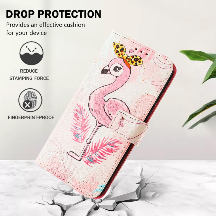 For iPhone 16e Art Colored Drawing Pattern Leather Phone Case(Flamingo) - iPhone 16e Cases by PMC TechLife | Online Shopping South Africa | PMC TechLife | Buy Now Pay Later Mobicred