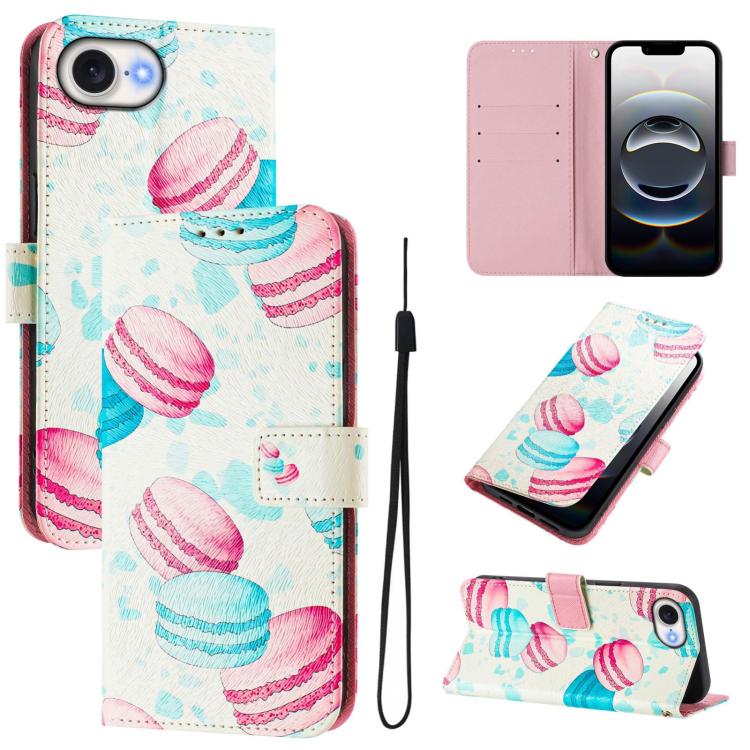 For iPhone 16e Art Colored Drawing Pattern Leather Phone Case(Cake) - iPhone 16e Cases by PMC TechLife | Online Shopping South Africa | PMC TechLife | Buy Now Pay Later Mobicred