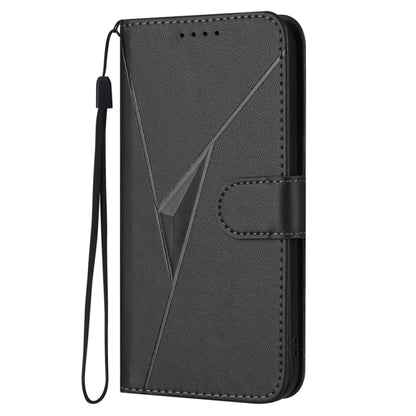 For Huawei Pura 70 Triangle Pattern Buckle Clasp Leather Phone Case(Black) - Huawei Cases by PMC Jewellery | Online Shopping South Africa | PMC Jewellery | Buy Now Pay Later Mobicred