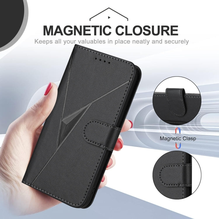 For Huawei Pura 70 Pro / Pura 70 Ultra Triangle Pattern Buckle Clasp Leather Phone Case(Black) - Huawei Cases by PMC Jewellery | Online Shopping South Africa | PMC Jewellery | Buy Now Pay Later Mobicred