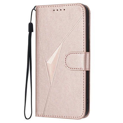 For Huawei Pura 70 Pro / Pura 70 Ultra Triangle Pattern Buckle Clasp Leather Phone Case(Rose Gold) - Huawei Cases by PMC Jewellery | Online Shopping South Africa | PMC Jewellery | Buy Now Pay Later Mobicred