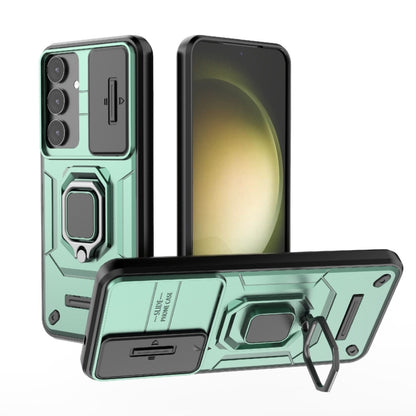 For Samsung Galaxy S25+ 5G Sliding Camshield TPU + PC Shockproof Phone Case with Holder(Green) - Galaxy S25+ 5G Cases by PMC Jewellery | Online Shopping South Africa | PMC Jewellery | Buy Now Pay Later Mobicred