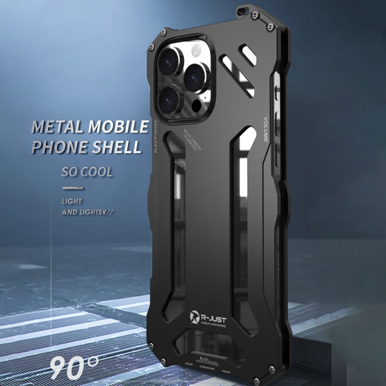 For iPhone 16 Pro R-JUST RJ-17 Shockproof Armor Hollow Metal Phone Case(Black) - free shipping - PMC Jewellery - Order now!