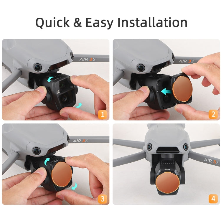 For DJI Air 3S Sunnylife Camera Lens Filter, Filter:4 in 1 UV CPL ND32 ND64 - free shipping - PMC TechLife - Order now!