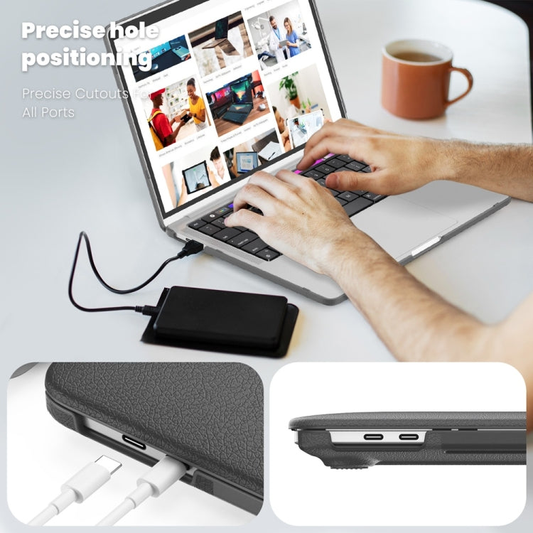 For MacBook Pro 13.3 inch M1 A2338 Business Magnetic Holder PC + PU Laptop Protective Case(Grey) - MacBook Pro Cases by PMC Jewellery | Online Shopping South Africa | PMC Jewellery | Buy Now Pay Later Mobicred