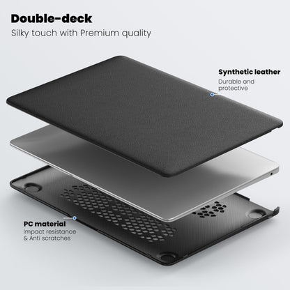 For MacBook Air 13.3 inch A2337 Business Magnetic Holder PC + PU Laptop Protective Case(Black) - MacBook Air Cases by PMC Jewellery | Online Shopping South Africa | PMC Jewellery | Buy Now Pay Later Mobicred