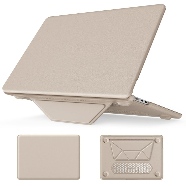 For MacBook Air 15.3 inch A3114 / A2941 Business Magnetic Holder PC + PU Laptop Protective Case(Gold) - MacBook Air Cases by PMC Jewellery | Online Shopping South Africa | PMC Jewellery | Buy Now Pay Later Mobicred