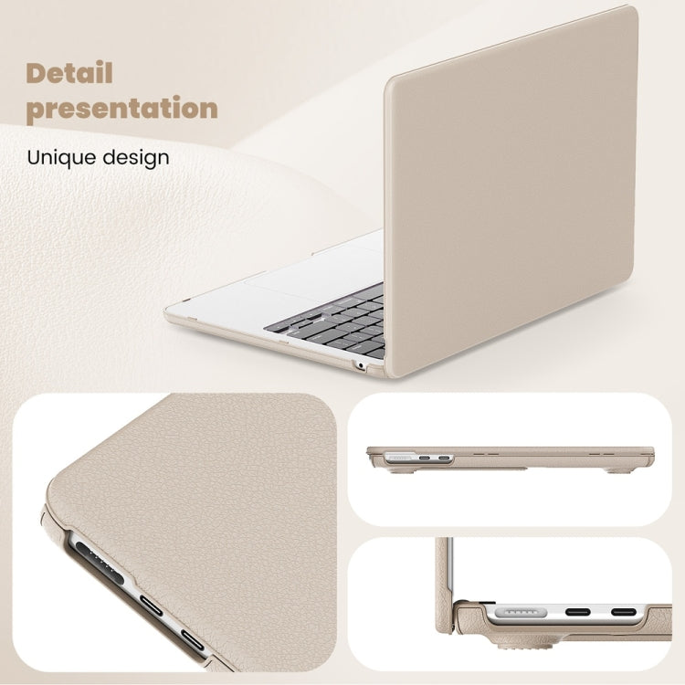 For MacBook Air 15.3 inch A3114 / A2941 Business Magnetic Holder PC + PU Laptop Protective Case(Gold) - MacBook Air Cases by PMC Jewellery | Online Shopping South Africa | PMC Jewellery | Buy Now Pay Later Mobicred