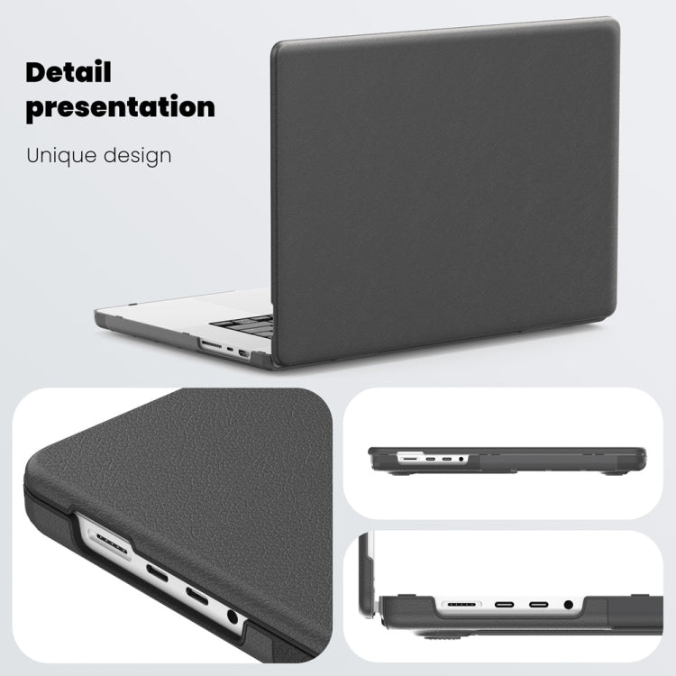 For MacBook Pro 16.2 inch A2991 / A2485 Business Magnetic Holder PC + PU Laptop Protective Case(Grey) - MacBook Pro Cases by PMC Jewellery | Online Shopping South Africa | PMC Jewellery | Buy Now Pay Later Mobicred