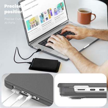 For MacBook Pro 16.2 inch A2991 / A2485 Business Magnetic Holder PC + PU Laptop Protective Case(Grey) - MacBook Pro Cases by PMC Jewellery | Online Shopping South Africa | PMC Jewellery | Buy Now Pay Later Mobicred